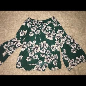 Emerald green flower shirt
